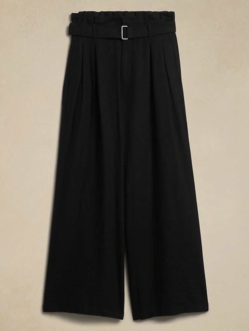 Banana Republic Linen-Blend Paperbag Pant Black 0 Petite